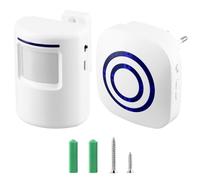 QWORK® Kit Elettronico per Campanello Senza Fili, 1 Ricevitore Plug-in e 1 Rilevatore di Movimento PIR, 38 Melodie a 3 Livelli di Volume