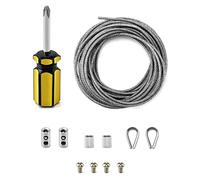 QWORK® Kit Fune Acciaio, 6m ?2mm 304 Cavetto in Acciaio inossidabile, M2 ditali per cavi a filo, M2 morsetti, per le luci esterne sospese