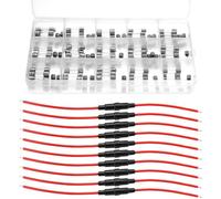 QWORK® Kit fusibili per tubo di vetro da 150 pezzi 5x20mm 0.1-20A, portafusibili a vite in linea da 10 pezzi 5x20mm 16AWG