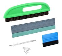QWORK® Kit per Applicazione Carta da Parati con Pennelli, Raschietto, Spatola in Feltro, Taglierino e e 5 Lame di Ricam