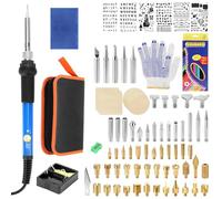 QWORK® Kit pirografia su legno 110 pezzi, incisore su legno da 60 W regolabile 180-480 °C per incisione su legno/pelle/cartone - Include 53 punte di saldatura