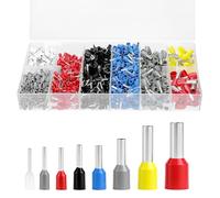 QWORK® Kit puntalini doppi da 1300 pezzi, 8 tipi da 0.5 mm² a 10 mm² Assortimento di connettori con puntali, per cablaggio elettrico