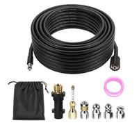 QWORK® Kit Sonda Spurgafogne 30m per Idropulitrice - 5800 PSI 400 Bar, con 5 Ugelli Intercambiabili e Adattatore in Ottone,Compatibile con Karcher K2 K3 K4 K5 K6 K7