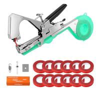 QWORK® Legatrice per piante da giardino, con 13 rotoli di nastro, strumento per legare viti da giardino, con graffette, legatrice, per uva, cetrioli, pomodori