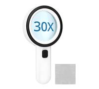 QWORK® Lente d'ingrandimento con luce a 12 LED, lente d'ingrandimento da lettura portatile 30X, per lettura, artigianato, gioielliere
