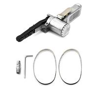 QWORK® Levigatrice a nastro pneumatica con 3 pezzi di nastri abrasivi 330 * 10 mm, per lucidatura di plastica, legno e metallo