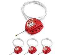 QWORK Lockout Tagout Cable Lock, 4 pezzi di bloccaggio regolabile in acciaio rivestito in vinile, diametro 3/16 ", lunghezza 5,9 cm, rosso