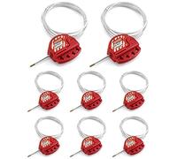 QWORK Lockout Tagout Cable Lockout, 8 pezzi di bloccaggio regolabile in acciaio rivestito in vinile, diametro 3/16", lunghezza 5,9 cm, rosso