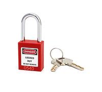 QWORK® Lucchetto di sicurezza, 1 lucchetto con 2 chiave, 38mm, Steel Shackle, rosso