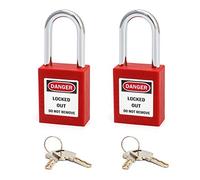 QWORK® Lucchetto di sicurezza, 2 lucchetto con 4 chiave, 38mm, Steel Shackle, rosso
