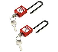 QWORK® Lucchetto di sicurezza, 2 lucchetto con 4 chiave, con Maniglia di Blocco Estesa in Nylon Non Conduttivo da 76 mm, Rosso