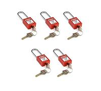 QWORK® Lucchetto di sicurezza, 5 lucchetto con 10 chiave, 38mm, Steel Shackle, rosso