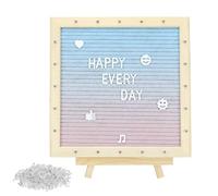 QWORK Luci a LED sfumate in feltro, 25,4 x 25,4 cm, colore da rosa chiaro a verde chiaro, cornice in legno con 20 luci a LED, 170 lettere, per matrimoni, feste, decorazioni per feste