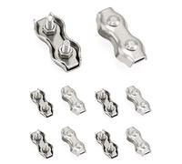 QWORK® M4 Morsetto Doppio per Fune, Morsetti per Cavo in Acciaio Inox 304, Ampiamente Utilizzati Nell'Industria, Nell'Edilizia, Nei Trasporti, Nell'Ancoraggio, 10 Pezzi