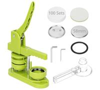 QWORK® Macchina per bottoni con 100 set di forniture per bottoni da 58 mm, stampo intercambiabile e taglierino per carta rotondo