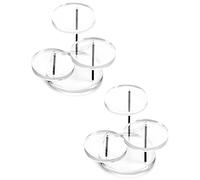 QWORK® Mini Espositore Acrilico a 3 Strati, Alzate Rotondo Trasparente per Anelli Orecchini Bracciali Mini Figurine (2 Pezzi)