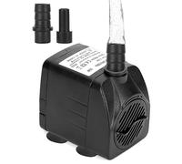 QWORK® Mini Pompa Sommersa con Filtro - Ultra Silenziosa - 800 L/H - 15 W - Altezza di Sollevamento 1,6 m - per Acquario, Fontana, Stagno, Sistemi irrigazione (con 2 Ugelli)