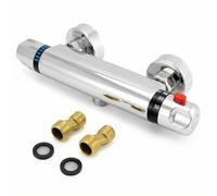 QWORK Miscelatore Termostatico Doccia, Valvola G1/2" Uscita, Sinistro Caldo Destro Freddo, Miscelatore Doccia in Ottone, Controllo Costante della Temperatura per Il Bagno