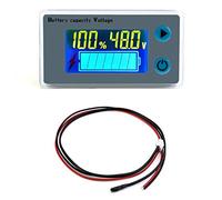 QWORK® Misuratore Capacità Batteria con Allarme e Sensore di Temperatura 12V 24V 36V 48V 60V 72V Controllo Carica Batteria Voltmetro Display LCD 10-100V