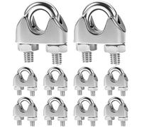 QWORK® - Morsetti per cavi da 3/16" / 4mm, Morsetti Serracavo in acciaio inox 304, morsetti per fune metalliche M4, 10 Pezzi