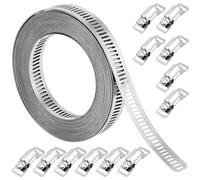 QWORK® morsetto a vite in acciaio inossidabile 304, fascette metalliche stringitubo 5 m con 12 elementi di fissaggio per tubo e linea del carburante, tubo, condotto dell'aria