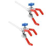 QWORK Morsetto da laboratorio a 3 punte con testa rivestita in gomma, confezione da 2, ganascia regolabile da 10 a 90 mm