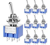 QWORK® MTS-203 Interruttore a levetta DPDT a 3 posizioni, 6 pin AC 125 V 6 A ON-OFF-ON, 10 pezzi
