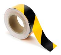 QWORK® Nastro riflettente giallo e nero da 5 cm x 25 m, Nastro Catarifrangente autoadesivo impermeabile per veicoli e uso esterno