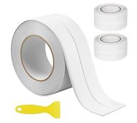 QWORK® Nastro Sigillante Autoadesivo Impermeabile, 3.8cm x 3.2m, 3 Rotoli - Barriera Anti-Muffa e Umidità per Bordo Vasca, Cucina, Lavandino e Sanitari