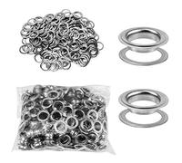 QWORK Occhielli Rondelle Kit, 500 Pieces occhielli e 500 Pieces rondelle, 12 mm, per scarpe, etichette in pelle, tela e cinture, creazione artigianale, argento