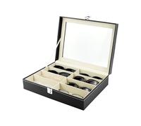 QWORK® Organizer Occhiali da Sole, Scatola per Occhiali da Sole in Pelle, 8 Scomparti, per Occhiali, Gioielli ed Gemelli