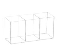 QWORK® Organizer Scrivania in Acrilico Trasparente, 3 Scomparti - Porta Penne Scrivania, Porta Pennelli per Trucco