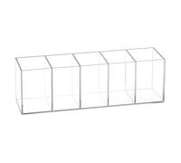 QWORK® Organizer Scrivania in Acrilico Trasparente, 5 Scomparti - Porta Penne Scrivania, Porta Pennelli per Trucco
