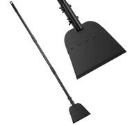 QWORK® Pala per pulizia giardino, pala da giardino, pala da neve, acciaio, per diserbo, bordatura e rimozione del ghiaccio invernale, con manico regolabile
