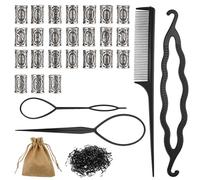 QWORK® Perline da barba Viking Runes per uomo - Set da 24 pezzi con perline per dreadlock, elastici, strumenti per lo styling dei capelli e astuccio
