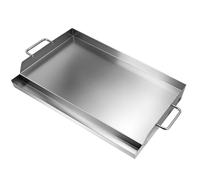 QWORK® Piastra barbecue, piastra grill rettangolare in acciaio inox 304 con scanalatura per raccolta dei grassi, compatibile con maggior parte dei barbecue a gas e a carbone