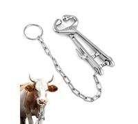 QWORK Pinza a becco di mucca in acciaio inox per bovini, con strumento di trazione a catena, guinzaglio per naso e toro, con strumento di trazione a catena, veterinario