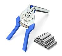 QWORK Pinza da Giardino Rapid, morsetti per recinzione da giardino Morsetto per occhi + 600 clip per fascette metalliche