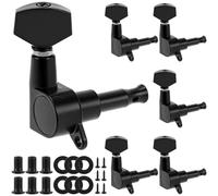 QWORK Piroli per accordatore per chitarra 6R, 6 pezzi, in lega di metallo, sigillati, colore nero, per chitarre acustiche ed elettriche