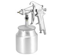 QWORK® Pistola a spruzzo, aerografo con tazza di flusso, volume 600 ml, ugello Ø 1.5 mm, per lavori di verniciatura