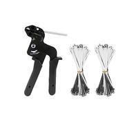 QWORK pistola per fascette, strumento per fascette in acciaio inossidabile, con 200 Fascette in Acciaio Inossidabile da 4.6 * 250 mm, attrezzo per fascette