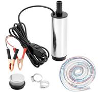QWORK® Pompa acqua 12V 51MM, pompa diesel con clip, acciaio inossidabile, cavo di alimentazione 3m+ tubo 4m, per diesel, cherosene, acqua