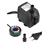 QWORK® Pompa Acqua Sommergibile, 800L/H, 15W, pompa per fontana con illuminazione, con 4 colori cangianti, per acquario, stagno, fontana,