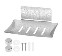 QWORK® Porta Saponetta da Muro in Acciaio Inox SUS304 - Portasapone con Foro di Scarico, Antiruggine, Argento Spazzolato