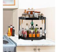 QWORK® Porta Spezie per Cucina, 2 Livelli Scaffale da Cucina ad Angolo, Scaffale ad Angolo da Cucina Portaspezie per Bottiglie di Spezie, Articoli da toeletta, Tazze