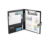 QWORK® Portablocco A4 con Copertina, Cartella Porta Documenti Contiene Documenti A4 A5 e Biglietti da Visita (Nero)