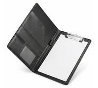 QWORK® Portablocco A5 con Copertina, Cartella Porta Documenti Contiene Documenti A5 A6 e Biglietti da Visita (Nero)