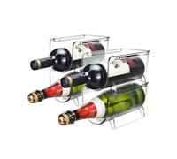 QWORK® Portabottiglie impilabile per 4 bottiglie, portabottiglie trasparente, universale per cucina, frigorifero e cantina