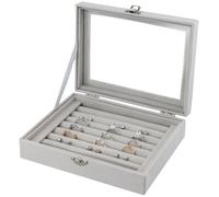 QWORK® Portagioie, portagioie velluto con coperchio trasparente, 7 scomparti, per case private, gioiellerie, negozi di accessori