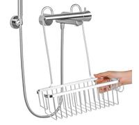 QWORK® Portaoggetti da doccia da appendere, 30,5 x 11,9 cm, senza foratura, in alluminio, antiruggine, per doccia e shampoo